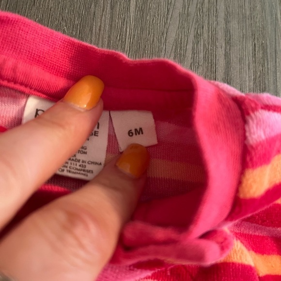 Petit Lem Lounge Baby Girls Footed Sleeper 6 Months Pink Red Orange Striped Dog - Picture 6 of 7